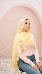 Lace Trim Plain Modal Hijab