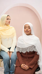 Lace Trim Plain Modal Hijab
