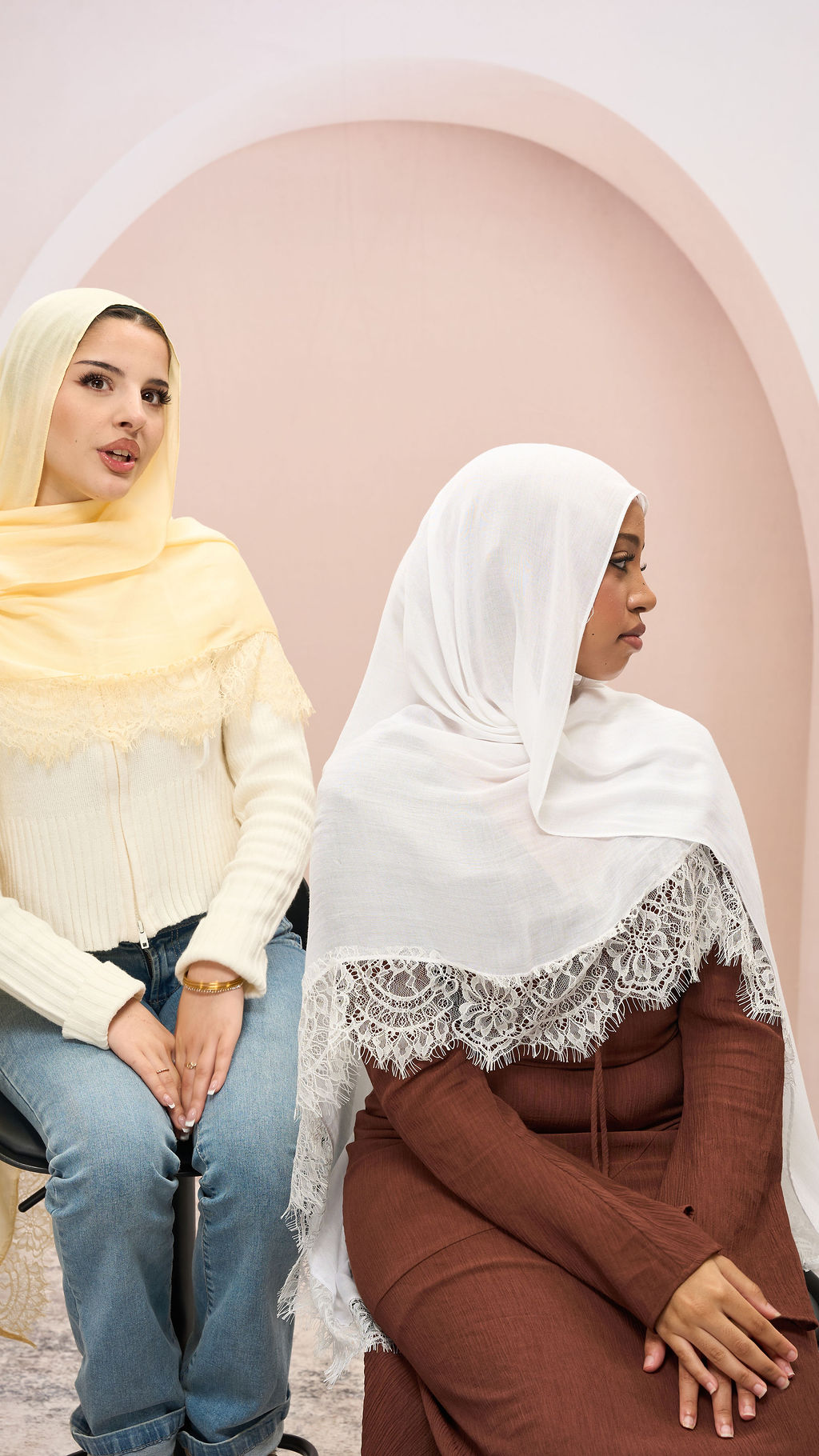 Lace Trim Plain Modal Hijab