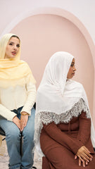 Lace Trim Plain Modal Hijab
