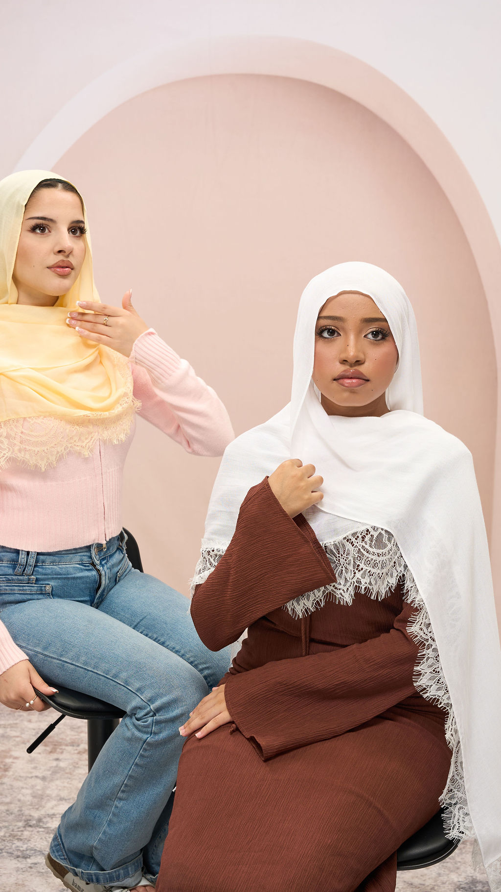 Lace Trim Plain Modal Hijab