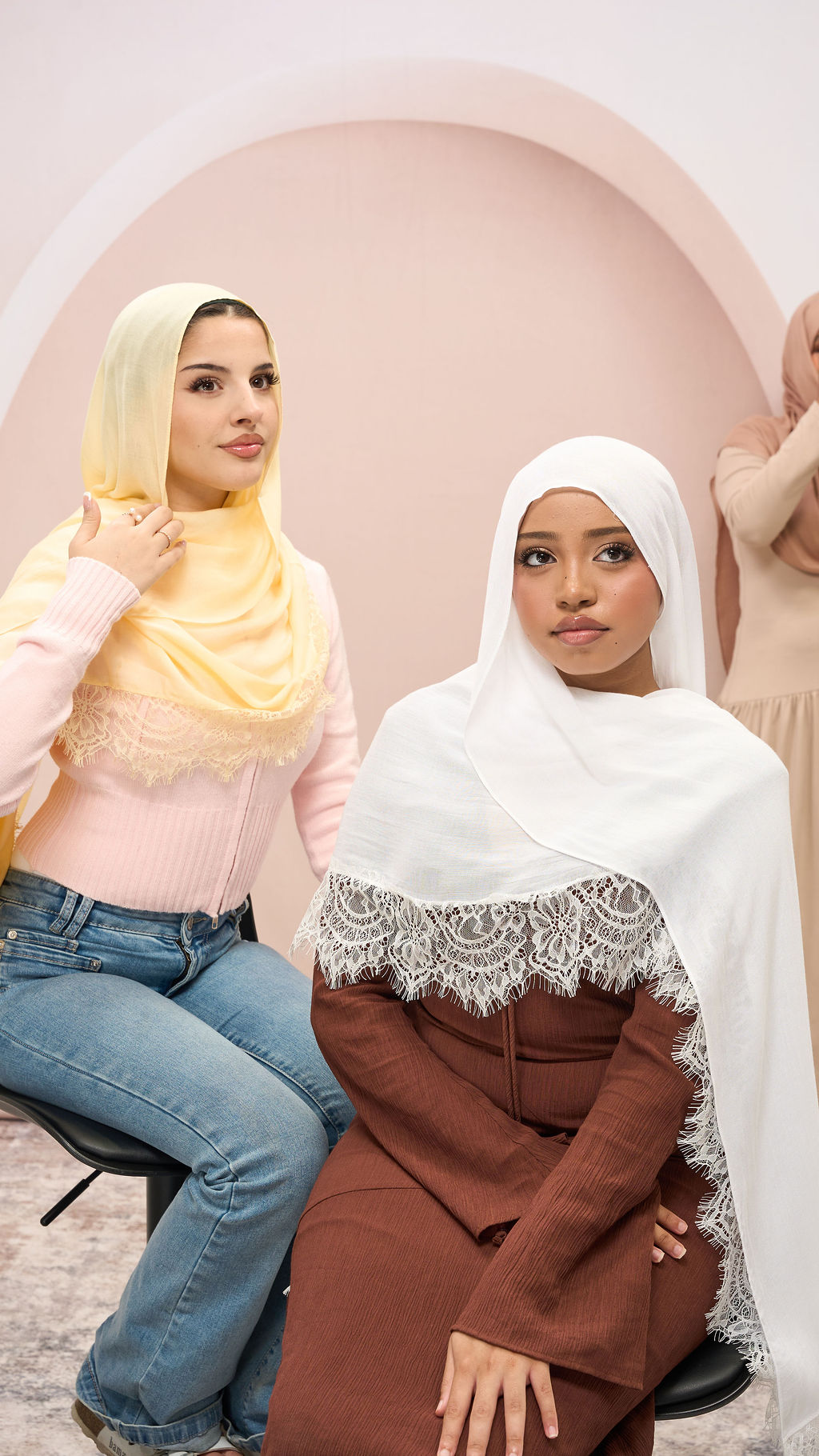Lace Trim Plain Modal Hijab